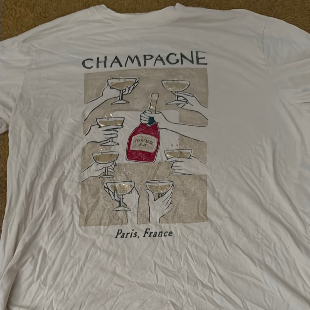 Abercrombie & Fitch White Champagne Graphic Tee